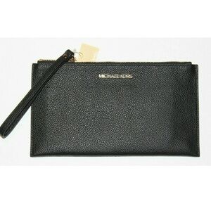 Michael Kors Black Leather Clutch New In Box